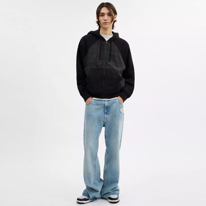 Coach Outlet Signature Full Zip Hoodie In Organic Cotton