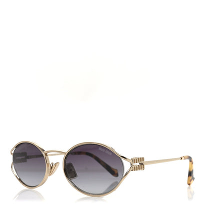 Metal Oval Sunglasses SMU52Y Black Silver