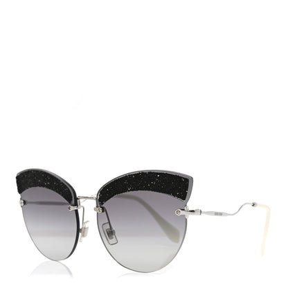 Acetate Glitter Cat Eye Sunglasses SMU58T Black