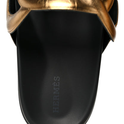 Metallic Nappa Extra Sandals 40 Black Gold