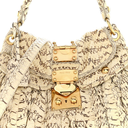 Snakeskin Small Matelasse Coffer Hobo Beige