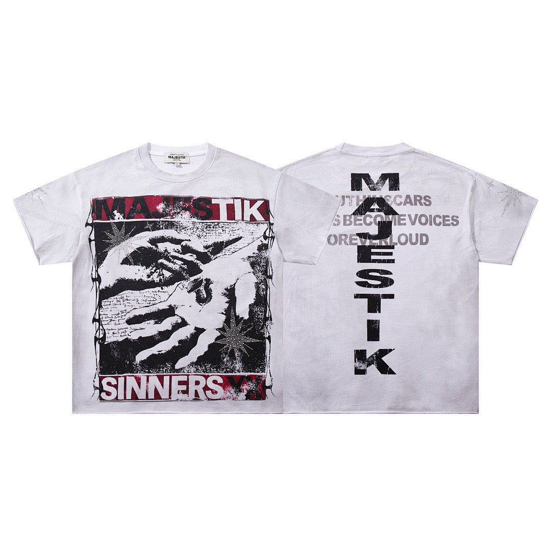 MAJESTIK Sinners Graphic Vintage T-Shirt