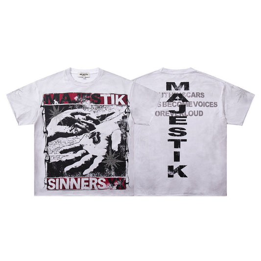 MAJESTIK Sinners Graphic Vintage T-Shirt