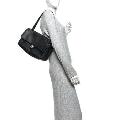 Grained Calfskin Small Souplissimo Maxi Flap Black