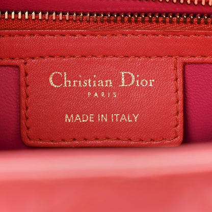 Lambskin Cannage Medium Bi-Color Lady Dior Orange Fuchsia
