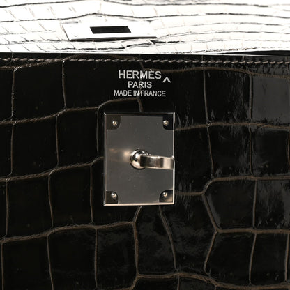 Shiny Porosus Crocodile Kelly Sellier 35 Graphite