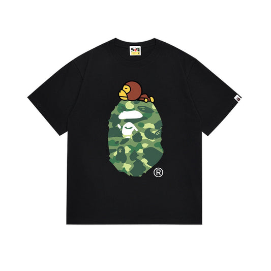 BAPE Black Green Camo Ape Head Graphic T-Shirt
