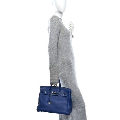 Taurillon Novillo Sea Surf and Fun Birkin 35 Bleu Saphir