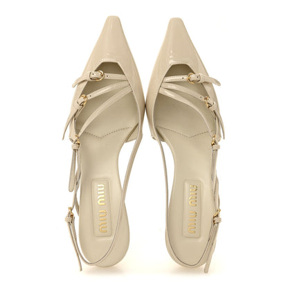 Vernice Buckle 55mm Slingback Pumps 39 White
