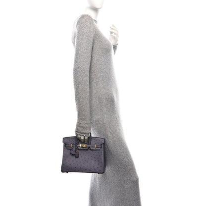 Ostrich Birkin 25 Gris Agate