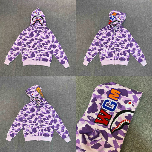 BAPE Shark Full Zip Hoodie Purple Camo Edition
