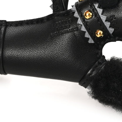Milo Lambskin Epsom Shearling Budy Apic Charm Black Gris Pantin