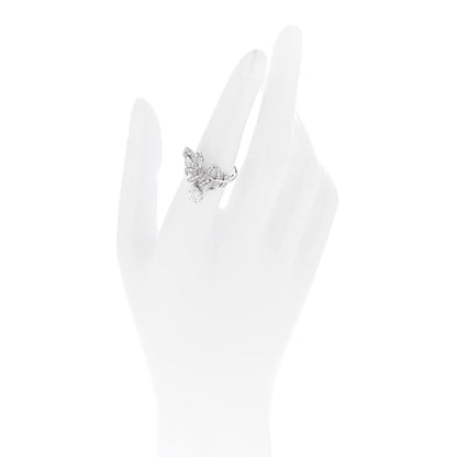 18K White Gold Diamond Plume De Chanel Ring 53 6.5