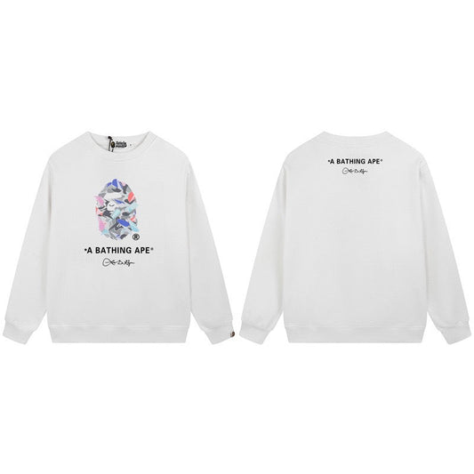 BAPE Abstract Ape Head Graphic Crewneck Sweatshirt White
