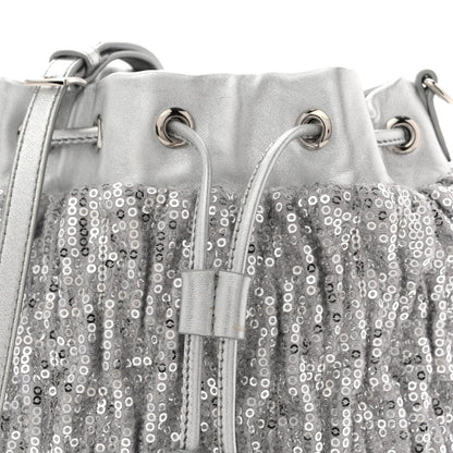 Paillettes Mate Bucket Bag Argento
