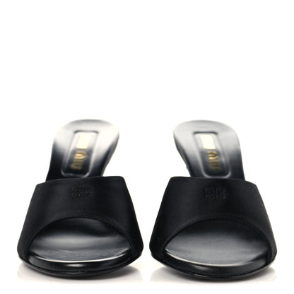 Satin Logo Sandals 38 Black