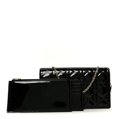 Patent Cannage Lady Dior Convertible Clutch Black