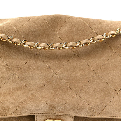 Suede Calfskin Souplissimo Maxi Flap Dark Beige