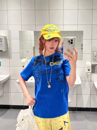Retro Letter Print Oversized T-Shirt