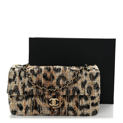 Tweed Mixed Fibers Leopard Print Small Souplissimo Maxi Flap Brown Black White