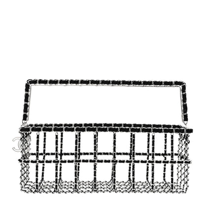 Brass Calfskin Grocery By Chanel Minaudiere Shopping Basket Silver