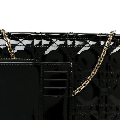 Patent Cannage Lady Dior Convertible Clutch Black