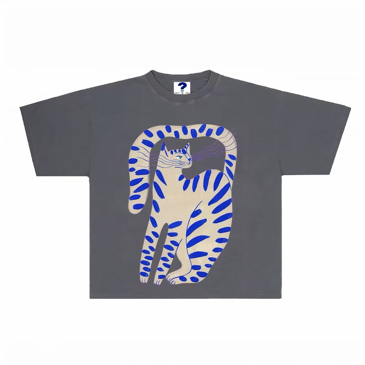 Vintage Abstract Cat Graphic Oversized T-Shirt