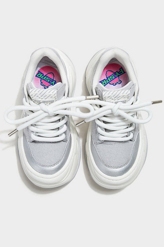 Chunky Platform Silver Sneakers
