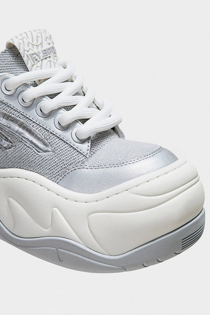 Chunky Platform Silver Sneakers
