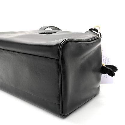 Vitello Lux Bauletto Top Handle Bag Black
