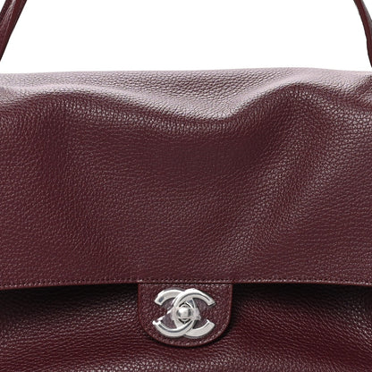 Grained Calfskin Small Souplissimo Maxi Flap Burgundy