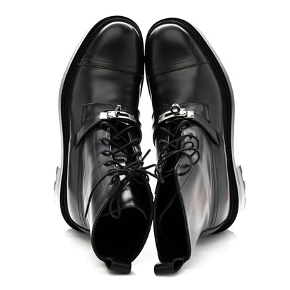 Glossed Calfskin Funk Ankle Boots 37.5 Black