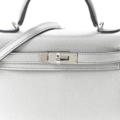 Metallic Chevre Chamkilight Mini Kelly Sellier 20 Argent