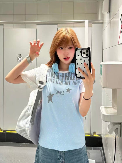 Vintage Raglan Star Graphic T-Shirt