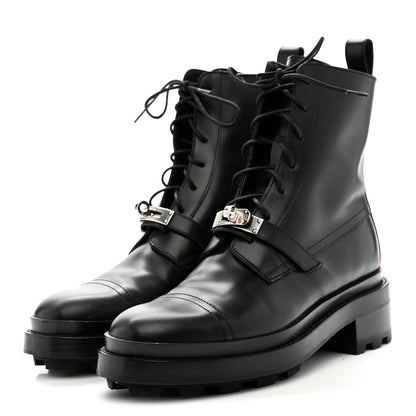 Glossed Calfskin Funk Ankle Boots 37.5 Black