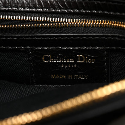 Crinkled Calfskin Small Grand Tour Bowling Bag Black