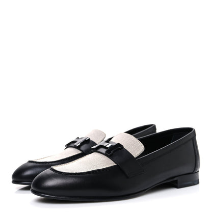 Toile De Coton Calfskin Womens Paris Loafers 37 Black Prunoir