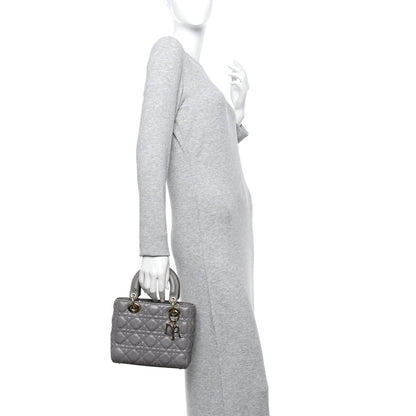 Lambskin Cannage Small Lucky Badges My Lady Dior Grey