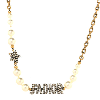 Metal Pearl Crystal J'Adior Choker Necklace Antique Gold
