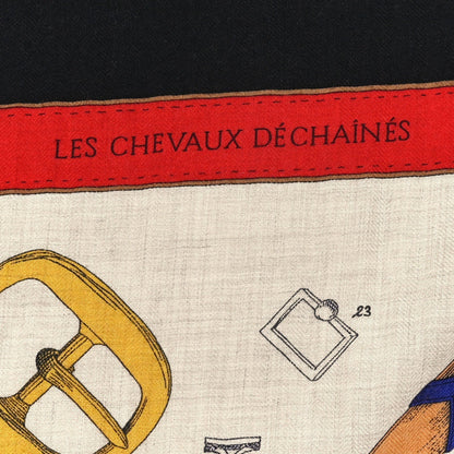 Cashmere Silk Chevaux Dechaines Shawl 140 Naturel Marine