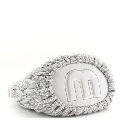 Paillettes Mate Bucket Bag Argento