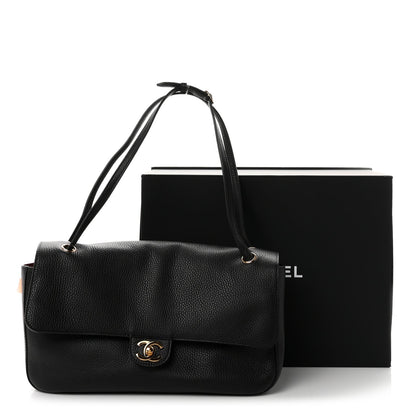 Grained Calfskin Small Souplissimo Maxi Flap Black