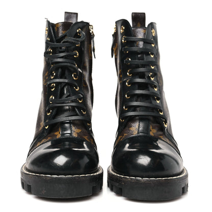 Patent Calfskin Monogram Star Trail Ankle Boots 38.5 Black