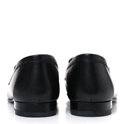 Toile De Coton Calfskin Womens Paris Loafers 37 Black Prunoir