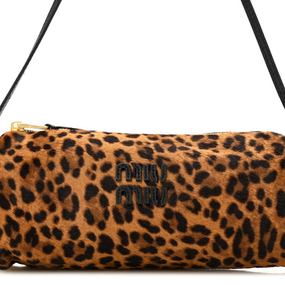 Nappa Calf Hair Leopard Printed Pouch Miele