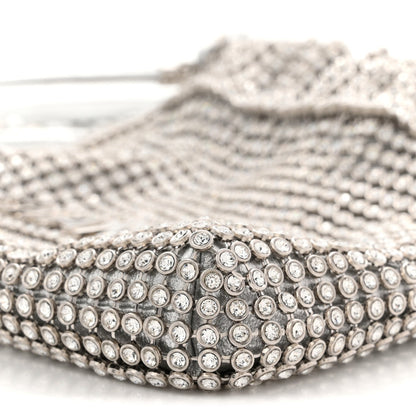 Crystal Embellished Metallic Lambskin Mini Chanel 22 Silver