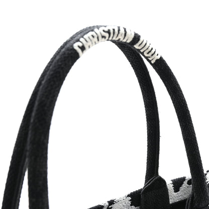 Canvas Embroidered Medium Paris Book Tote Black White