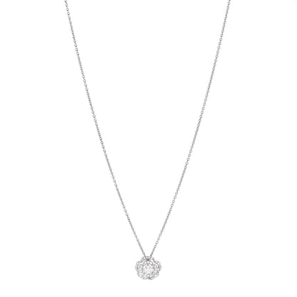 18K White Gold Diamond Bouton de Camelia Pendant Necklace