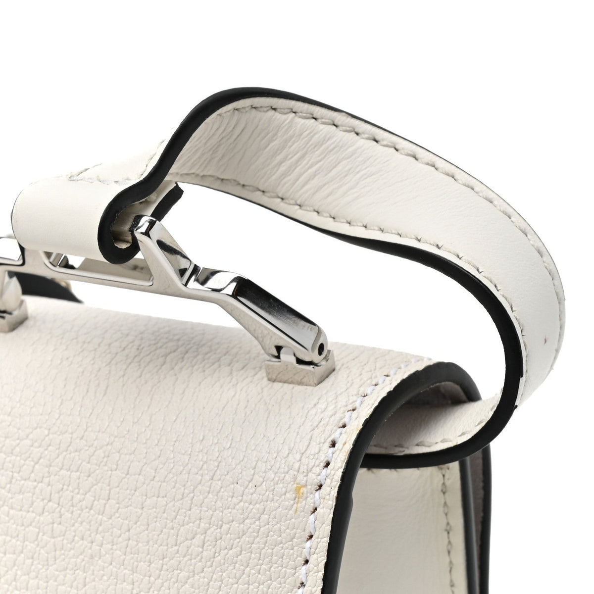 Goatskin Madras Soft Calf Crystal Embellished Shoulder Bag Bianco