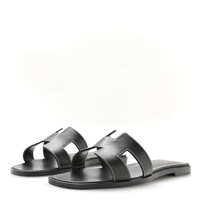 Box Calfskin Oran Sandals 36.5 Black
